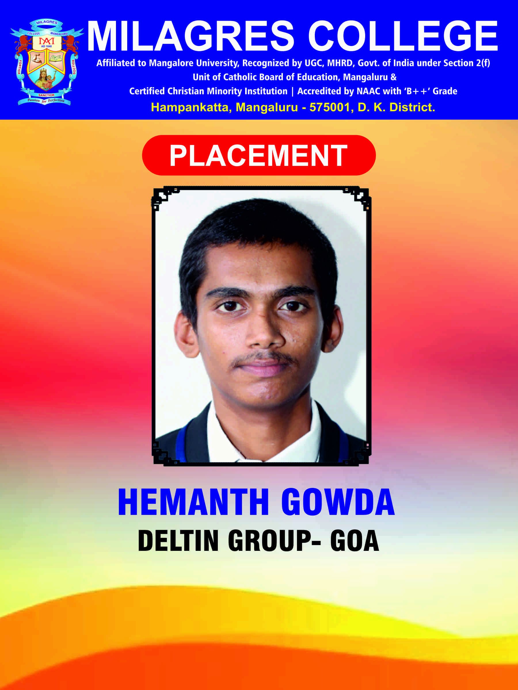 Successfully placed student